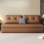 Light Brown Tufted Back Futon Day Bed with Receptacle Storage