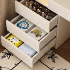 Trendy Chalk Wood Standard Makeup Vanity with 5 Drawers, Light Up Mirror, and Lighting System