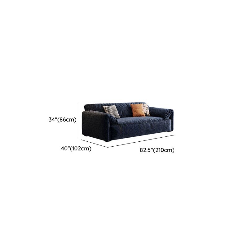 Modish Solid Color Scratch-durable Standard Sofa/Loveseat in Dark Blue, 4-seater/Seats 2 with 3 Pillows