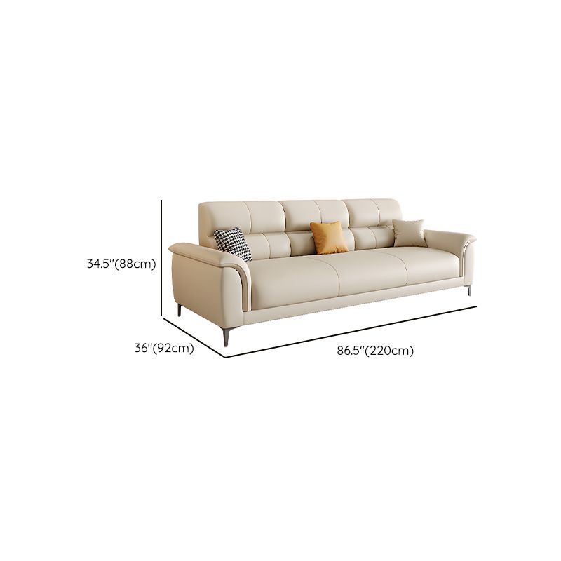 Contemporary Modern Solid Color Water Resistant Standard Sofa in White, 4-seater with 2 Pillows