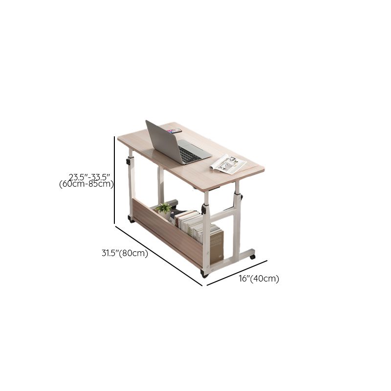 Trendy Engineered Wood Laptop Cart with Flexible Height, Casters, and Shelves