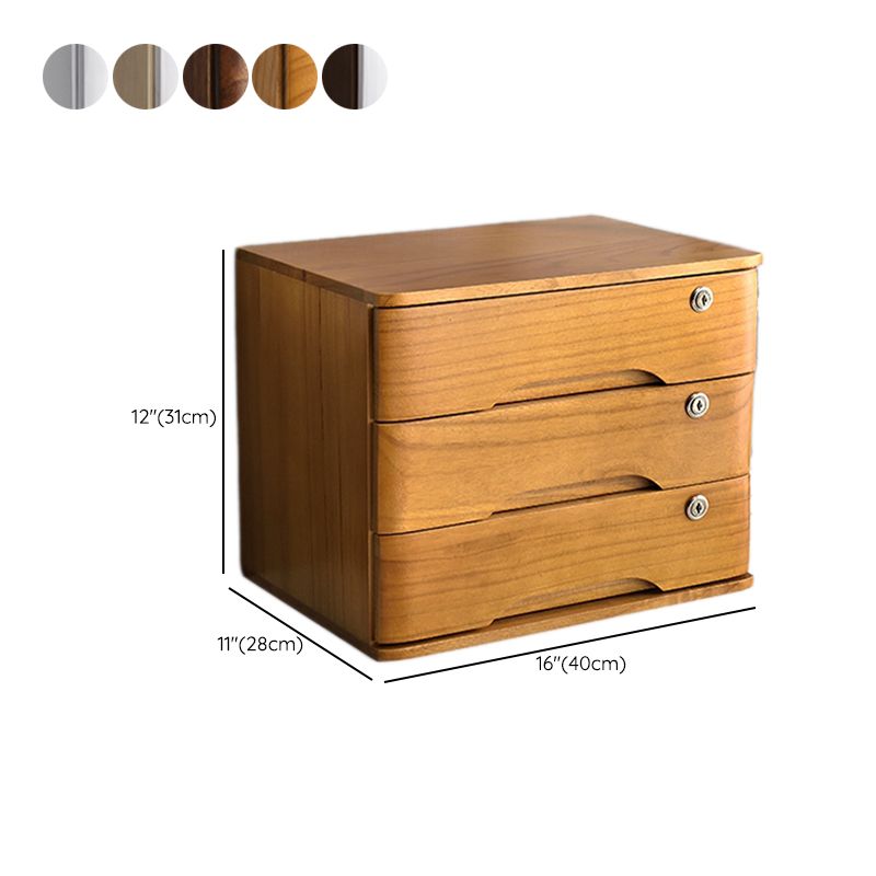 Free Standing Lateral Filing Cabinet/Vertical Filing Cabinet in Natural Wood with 1 Shelf and Key Lock in a Contemporary Style