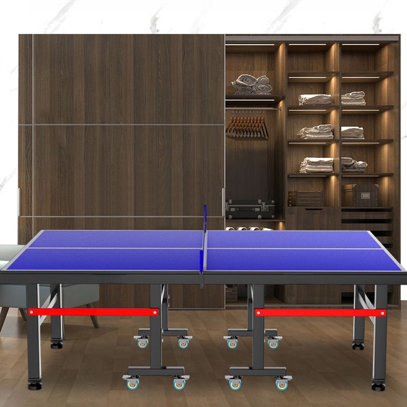 Versatile Indoor and Outdoor Ping Pong Table with Dark Blue Composite Wood Top and Included Table Tennis Paddle