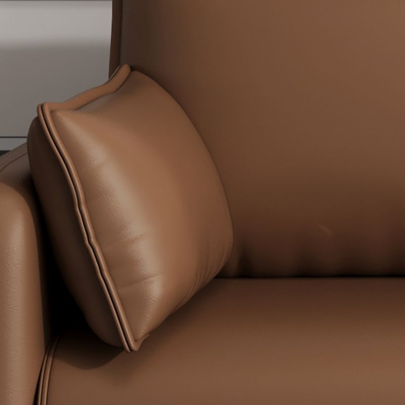 Drawing Room Sofa in Pu Leather with Cerulean/Mocha/Off-White Armrest