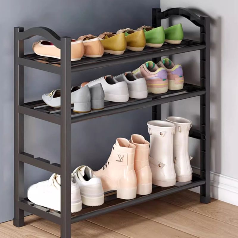 Art Deco Polymerized Material Rectangle Shoe Rack with 5/4/3 Shelves, Floor Mounted for 1-20 Pairs in Bedroom