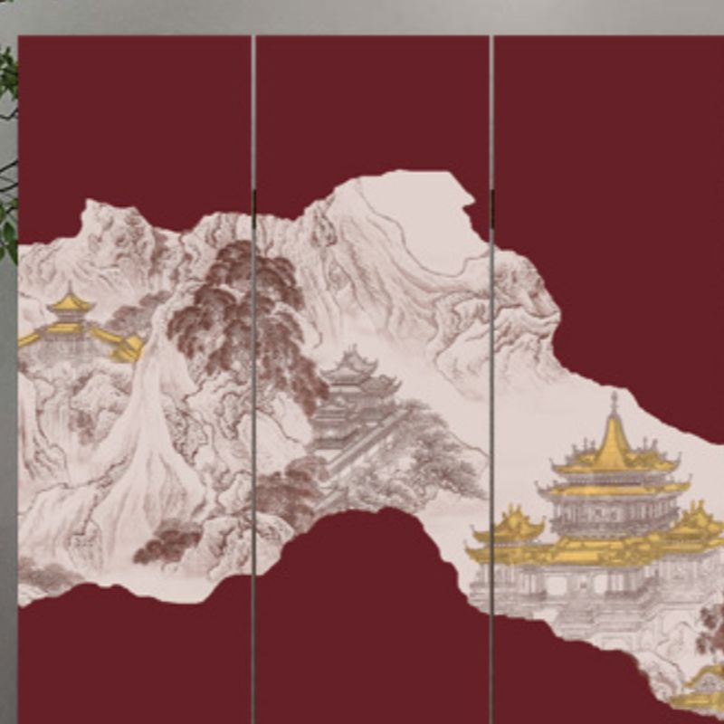 Indoor Opaque Collapsible Room Screen with Pine Wood Frame, 6 Panels, Double Sided Print, and Freestanding Feature