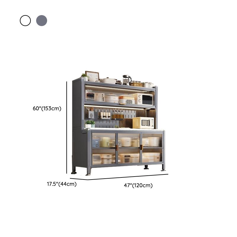 Modern Simple Style Sideboard with Hutch, Narrow Stone Countertop, Adaptable Shelf, and 3/4/5 Doors