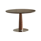 Simplistic Circular-shaped Dining Table with Slate Top and Fixed Table Mechanism