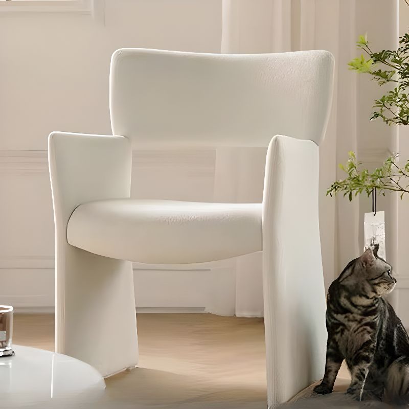 Modish Drawing Room Arm Chair with Ventilated Back, Upholstered Arms, Gray/White Natural Wood Legs