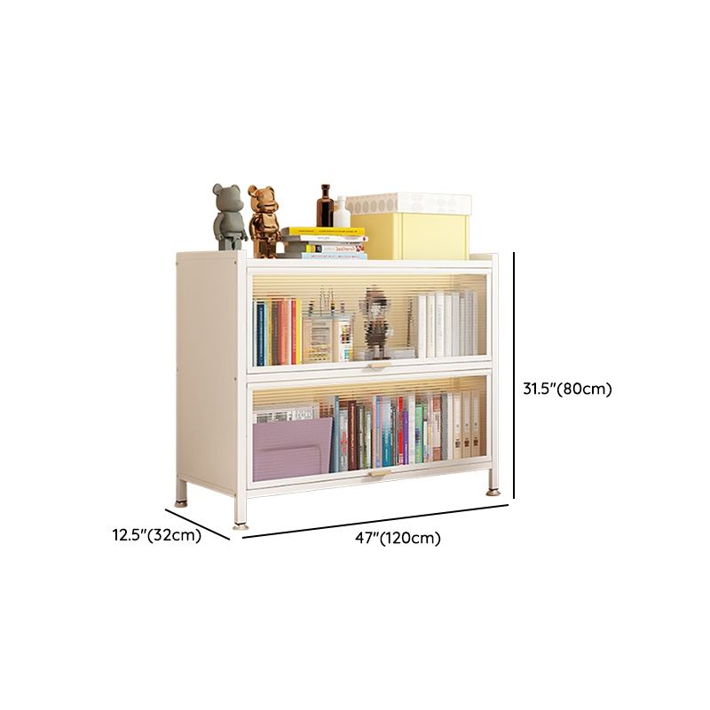 Metal Organizer Shelf with 4/5/3 Shelves, Vertical/Lateral Filing Orientation, Lucite Door, Closed Back