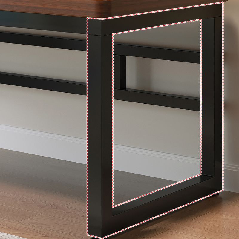 Black/Chalk Rectangular Metal Table with Cable Management, Crack Resistant Twin Support Base, and Rounded Corners