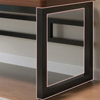 Black/Chalk Rectangular Metal Table with Cable Management, Crack Resistant Twin Support Base, and Rounded Corners