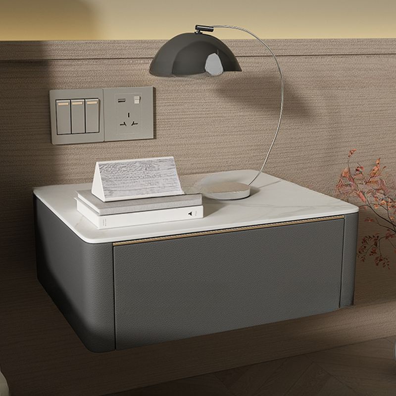 Organic Stone Countertop 1 Drawer Bedside Cabinet with Hanging Shelf