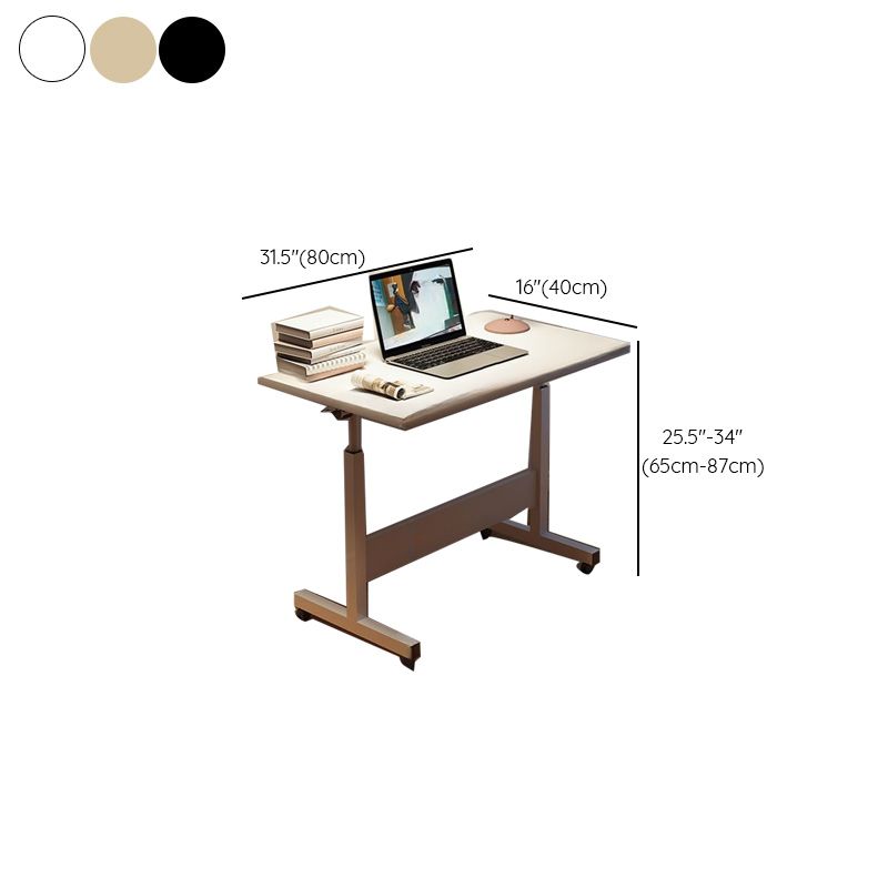 Casual Engineered Wood 1 Tier Adjustable Height Laptop Cart with Casters, Stand Vertical Installation
