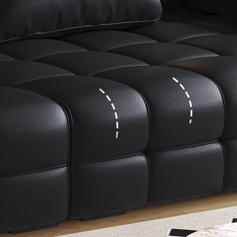 Contemporary Modern Solid Color Stain Resistant Standard Sofa in Ink with Arm, Seats 7/4-seater/6-seater, and 2 Pillows