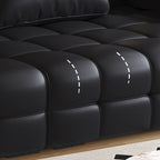 Contemporary Modern Solid Color Stain Resistant Standard Sofa in Ink with Arm, Seats 7/4-seater/6-seater, and 2 Pillows