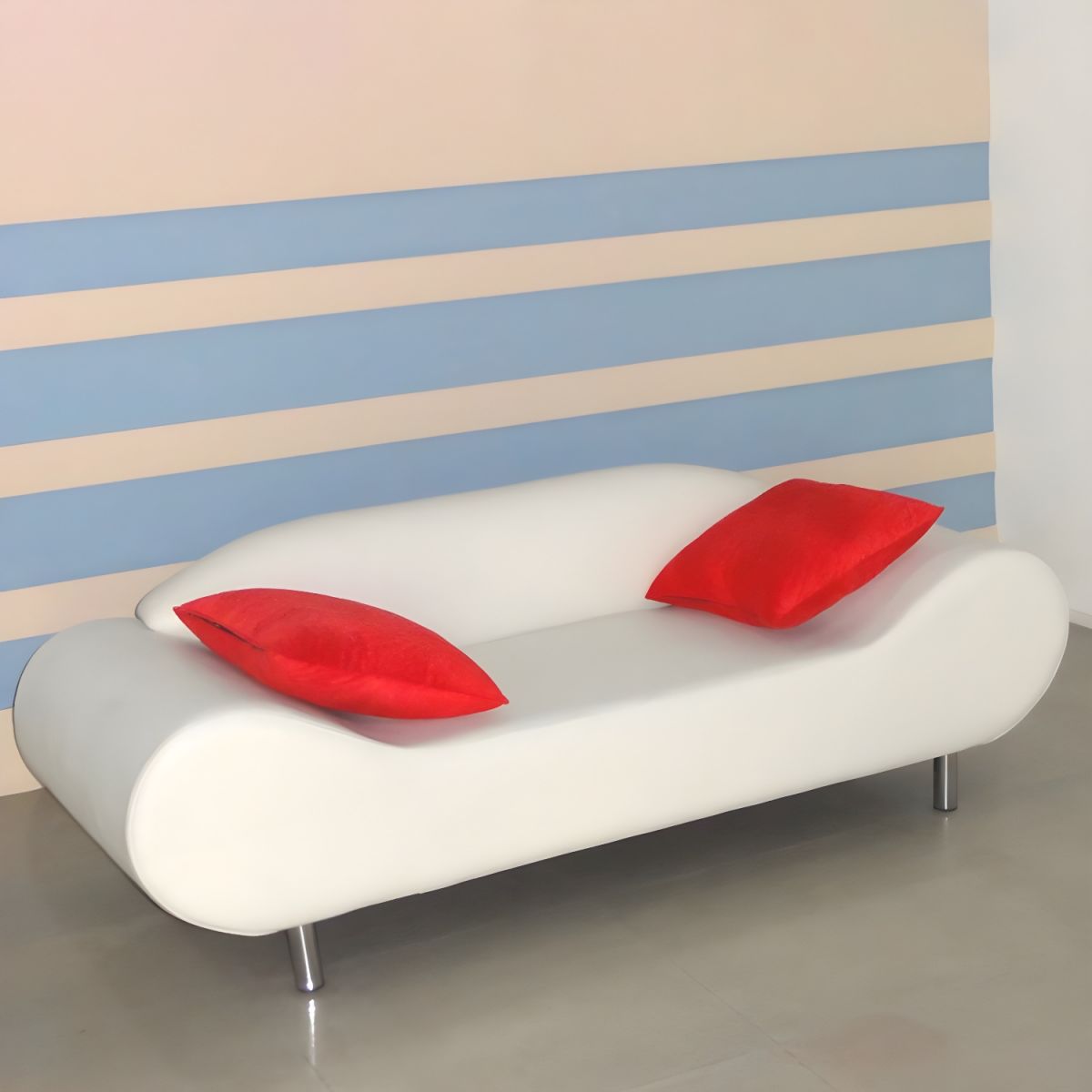 Armless Sofa 25.59" High Contemporary for Apartment Wooden Frame
