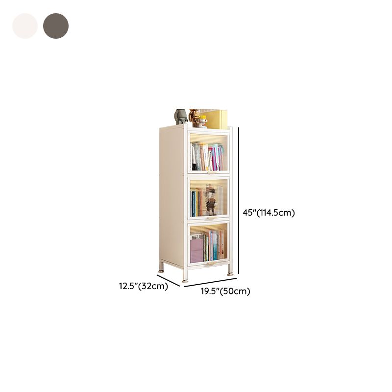 Metal Organizer Shelf with 4/5/3 Shelves, Vertical/Lateral Filing Orientation, Lucite Door, Closed Back