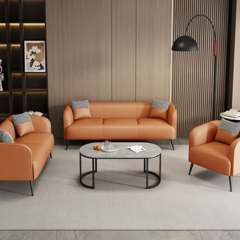 Modern Solid Color Scratch-defiant Standard Sofa in Grey/Dark Blue/Ivory, 3-seater with 2 Pillows