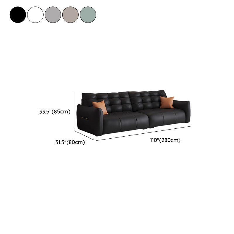 Tear Resistant Standard Sofa with Pu/Flannel Upholstery in Black/White/Light Green