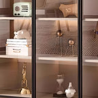Simple Rectangular Accent Cabinet with Closet, Composite Wood, Glazed Door, and Sand Top