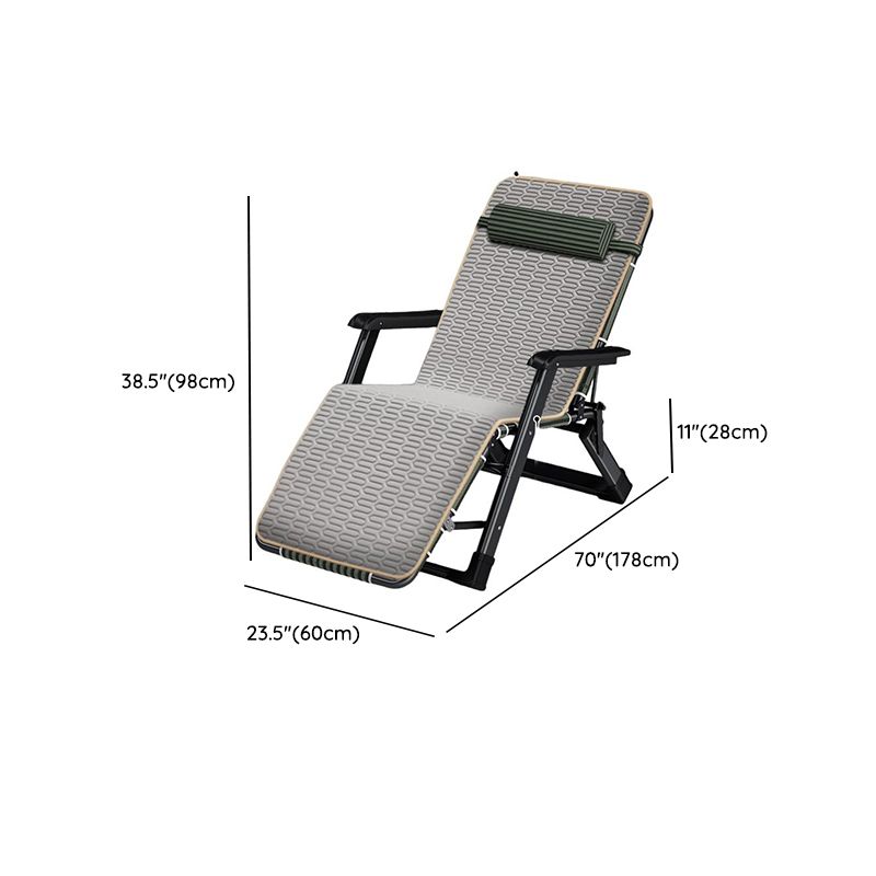 Solid Color/Striped Arm Recliner in Jade Green/Tan with Space-saving Alloy Frame, Standard Base, Locking Back Angle, and Removable Back