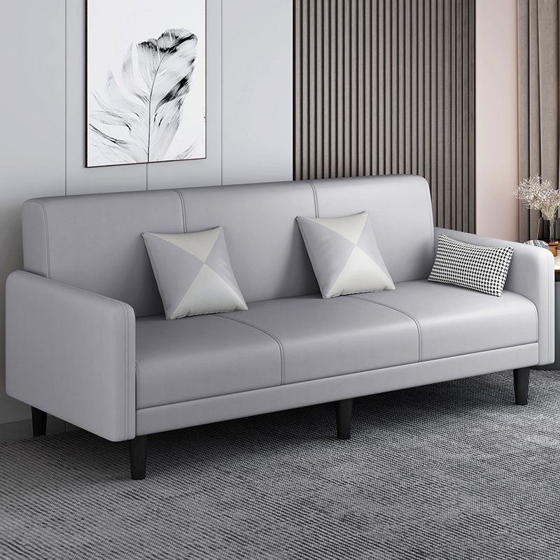 Convertible Sofa in Gray/Cerulean/Off-White with Armrest and 3 Pillows