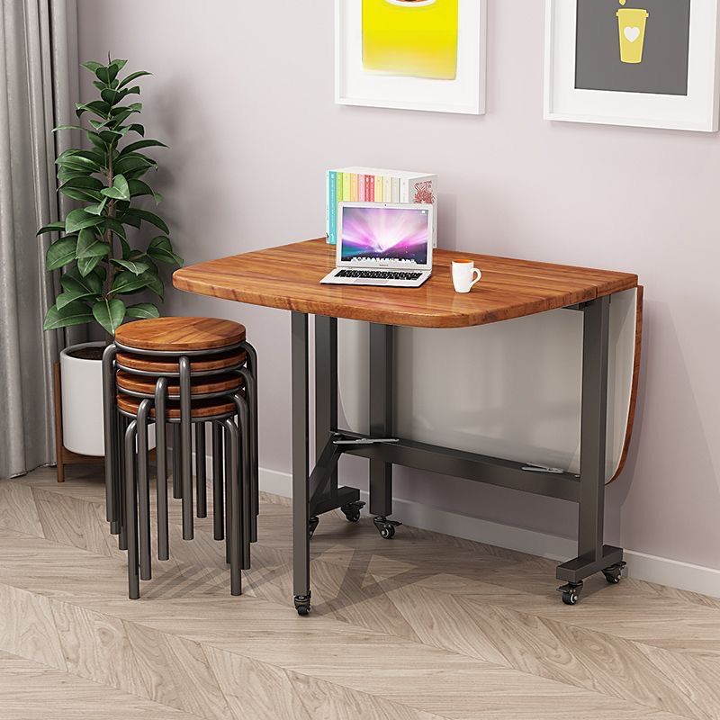 Trendy Casters Rectangle Foldable Banquet Table in Midnight Black/White, Waterproof MDF Wood Top