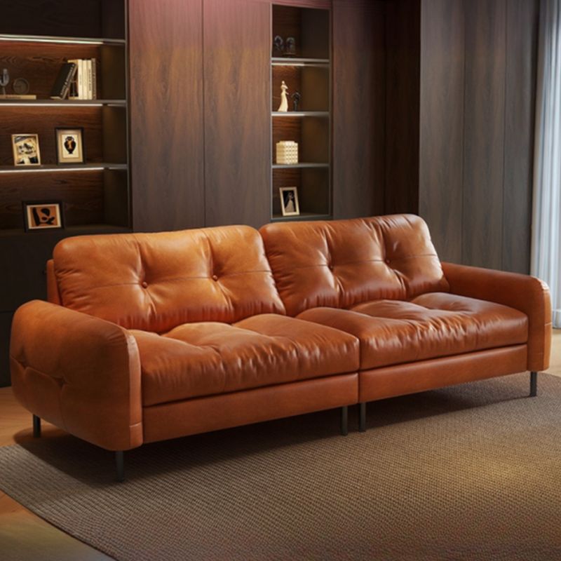 Contemporary Modern Solid Color Stain Resistant Standard Sofa in Gray/Sepia/Amber Color with Arm, Seating Capacity for 3/4-seater