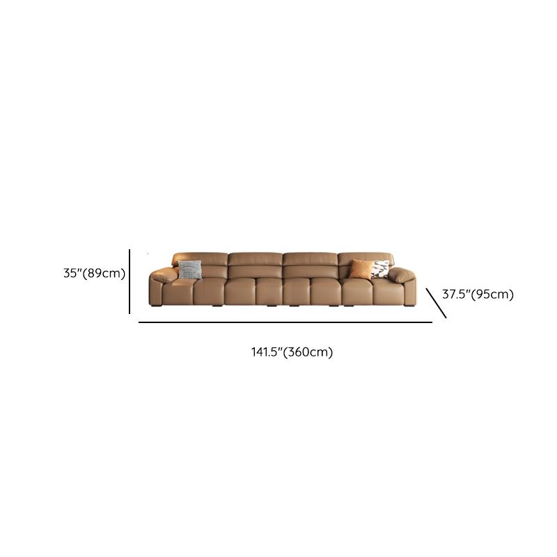 Mocha Full Grain Leather Standard/Single Sofa with 3/1 Pillows