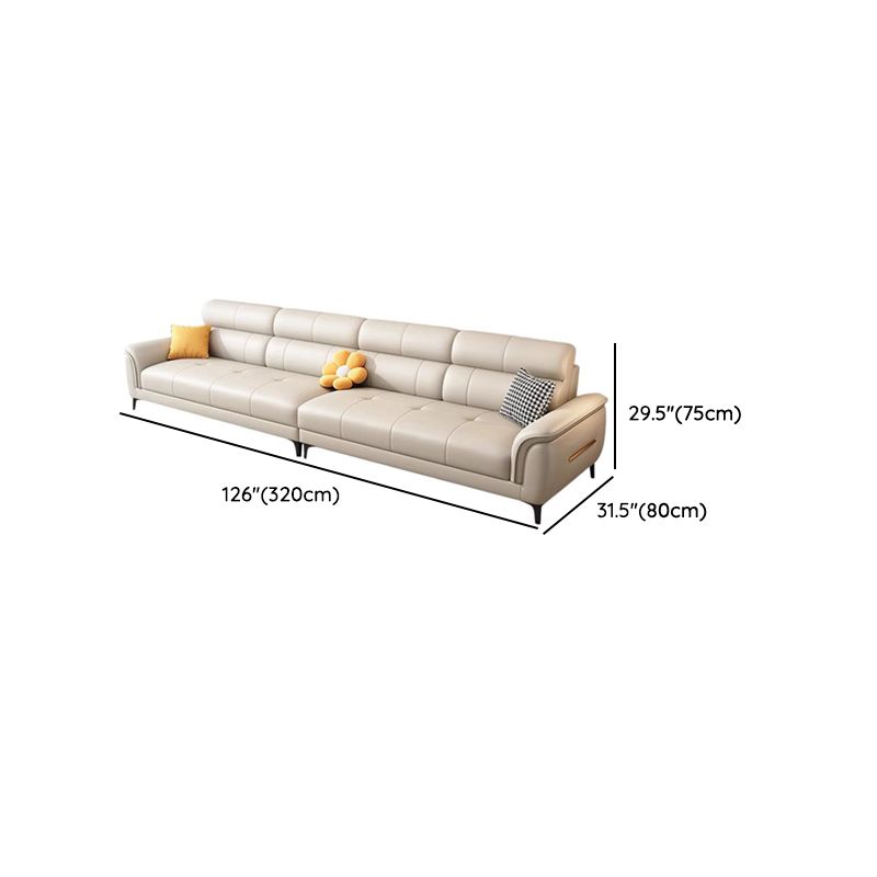 Modish Solid Color Water Resistant Standard Sofa in Off-White, Seats 3/5 Person/4-seater with 3 Pillows
