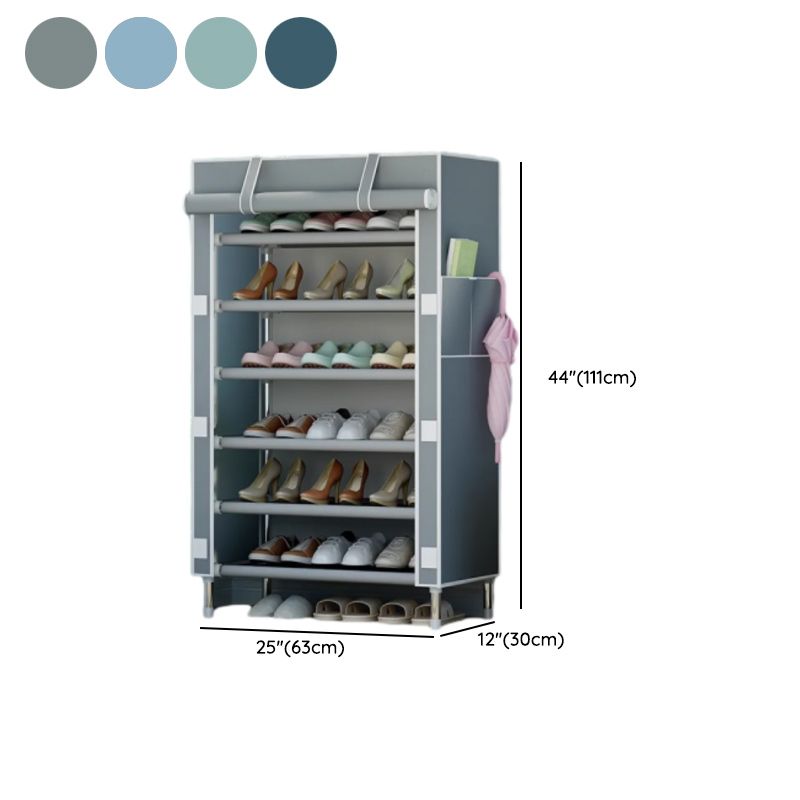Art Deco Alloy Rectangle Shoe Rack with 6 Shelves, Floor Mounted for 11-40 Pairs in Drawing Room