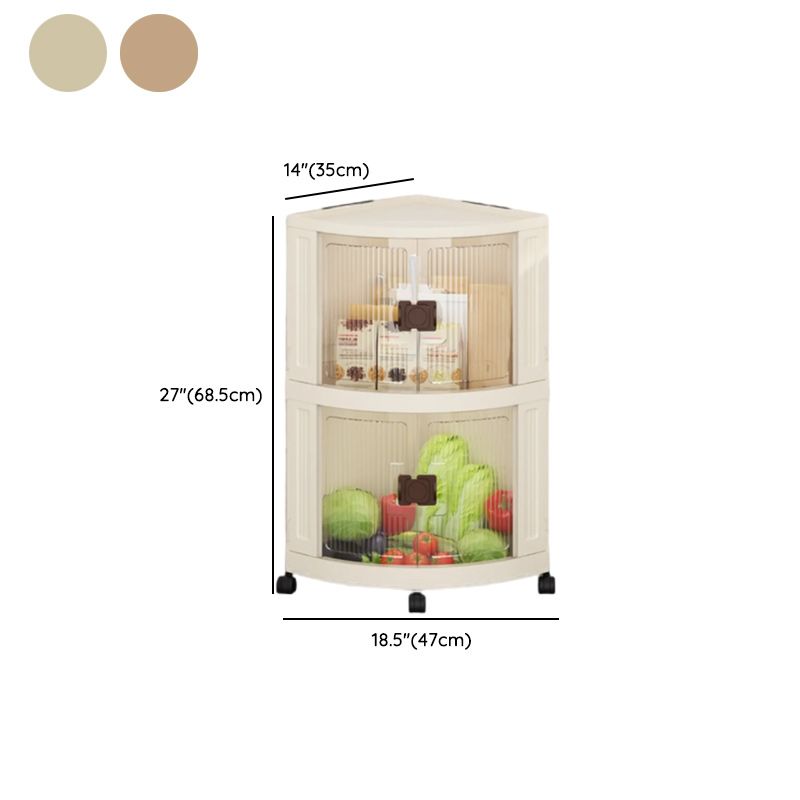 Simple Corner Accent Cabinet with Closet and Synthetic Off White Top