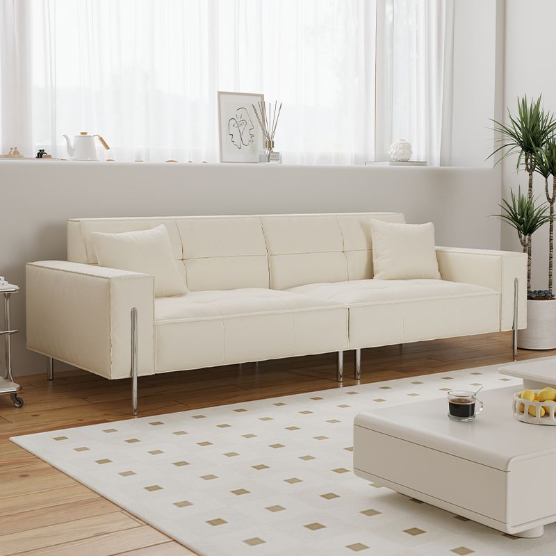 Drawing Room Standard Sofa in Dark Gray/White/Tan with Armrest