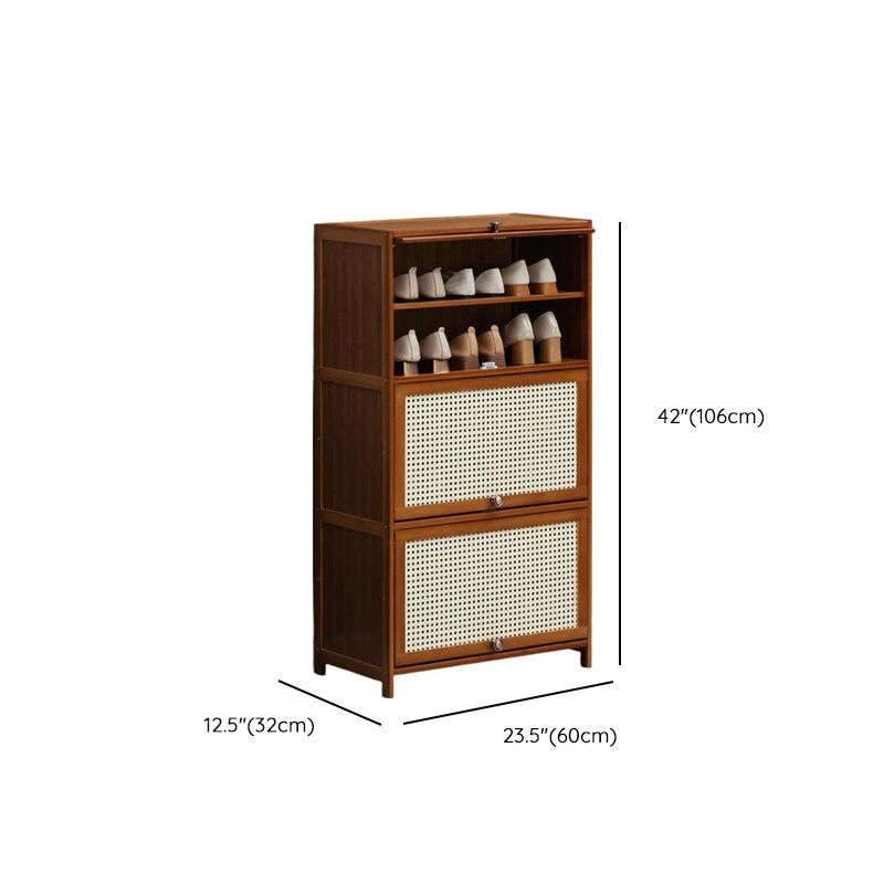 Tan Bamboo 9 Tiers/7 Tiers/5 Tiers Storage for Shoes with Dustproof Cover