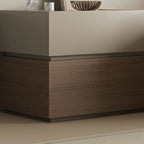 Art Deco Wood Nightstand with Drawer Storage, Small Size and Brown Finish