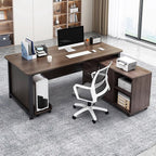 Cocoa/Chalk Rectangular Metal Desk with Warp Resistant Twin Support Base, Cable Management, CPU Storage, and Front Splash