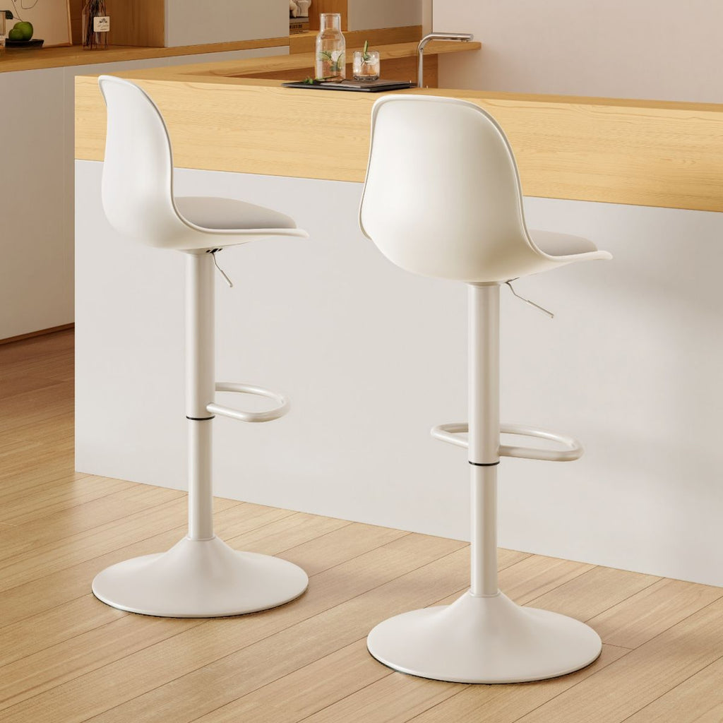 Casual Adjustable Lift Rawhide Bar Stools in Midnight Black/Light Gray/White with Back, Turned Swivel, and Pail Seat