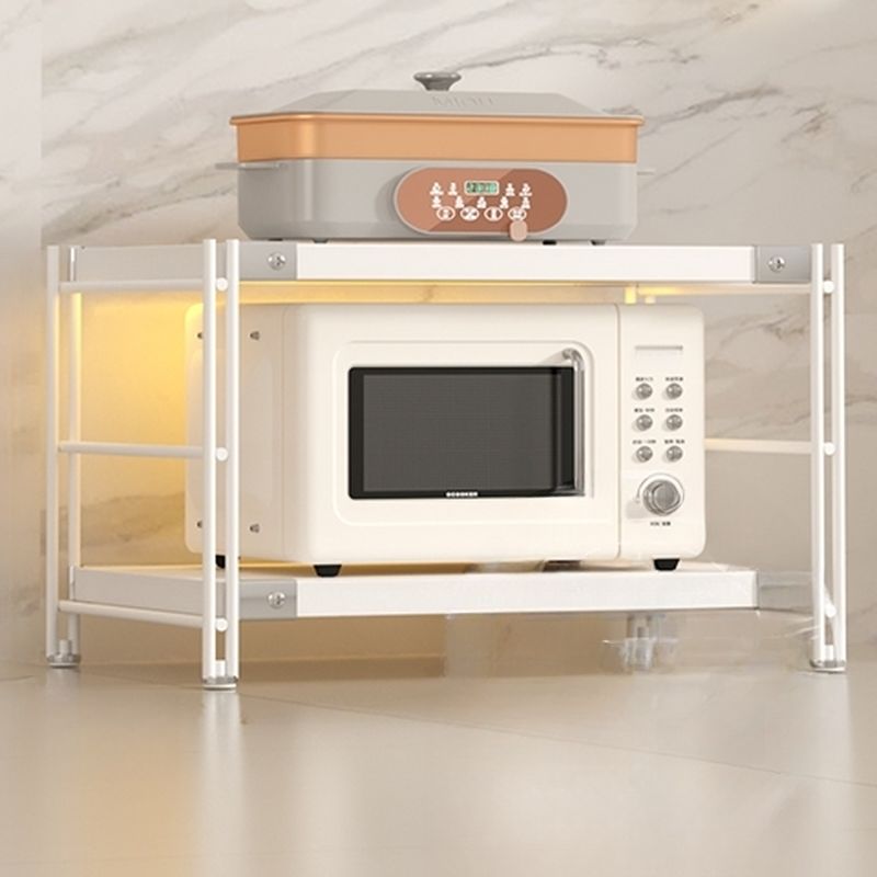 White Modern Standard Baker's Rack with Metal Frame and Manufactured Wood Shelves