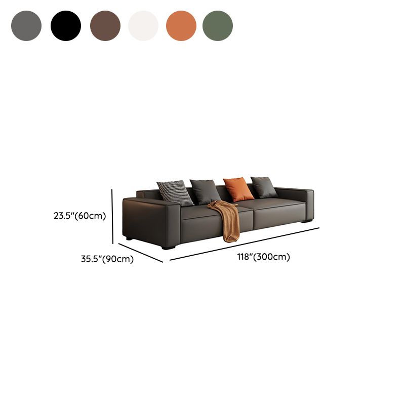 Drawing Room Standard Sofa in Dark Gray/Coffee/Off-White with Armrest and 4 Pillows