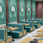 Modern Simple Style Single Sided Booth with Channel Back, 2-person Seating, Wood Grain Frame, and Foam Upholstery