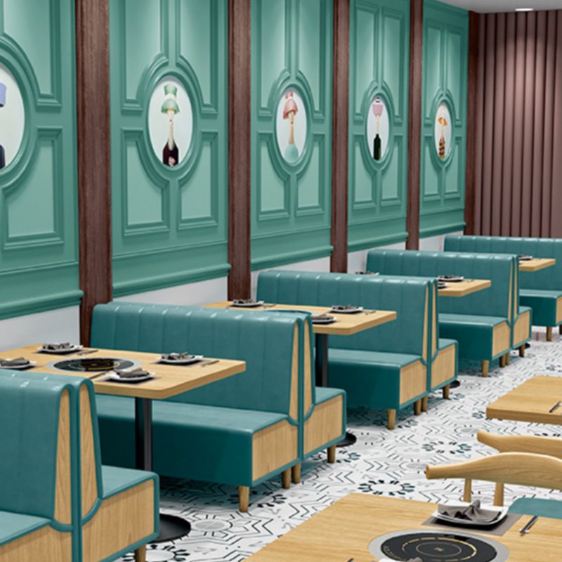 Modern Simple Style Single Sided Booth with Channel Back, 2-person Seating, Wood Grain Frame, and Foam Upholstery