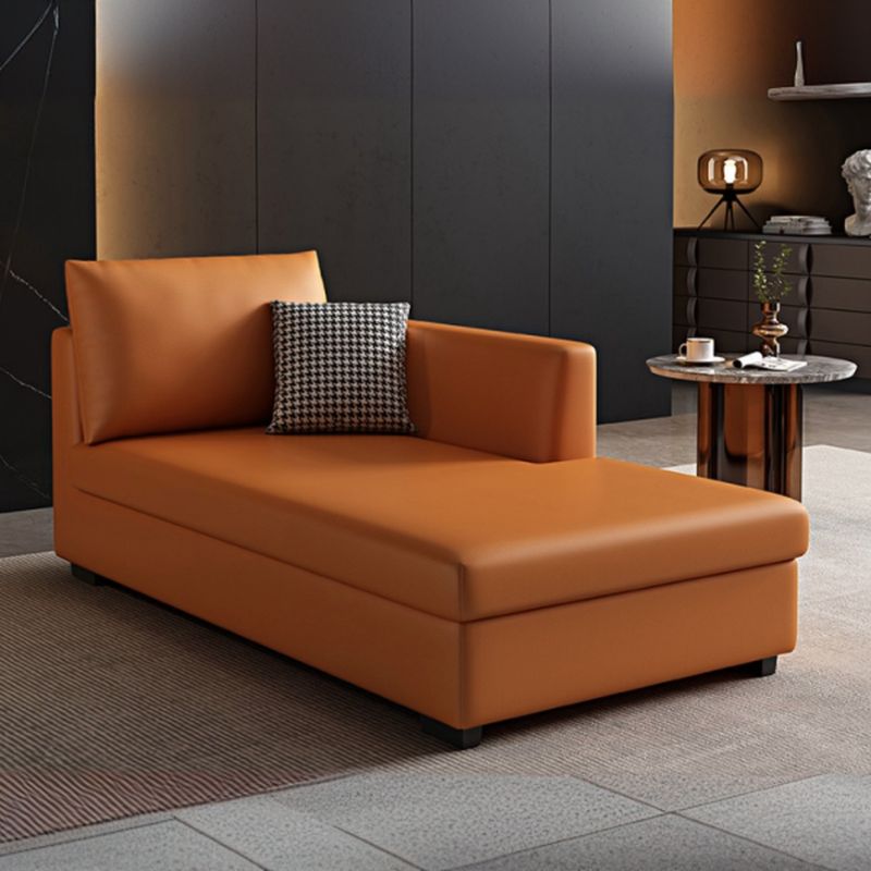 Modern Simple Style Chaise Chair for Bedroom with Solid Color in Light Gray, Butter Color, or Navy Blue, Featuring Left-Arm Chaise, Left Arm, Separable Cushions, and 2 Pillows