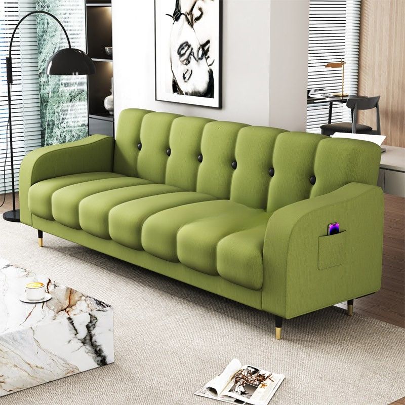 Contemporary Modern Solid Color Scratch-durable Convertible Sofa in Pu Leather with Midnight Black/Gray/White Upholstery, Seats 3/2-seater, with Receptacle Storage