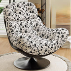 Art Deco Abstract Side Chair with Sewn Pillow Back, Rotatable, Decorative-stitched, and Reclining