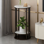 1 Piece 3 Tiers Wooden Circular-shaped Plant Stand Table with 3 Shelves and Solid Base