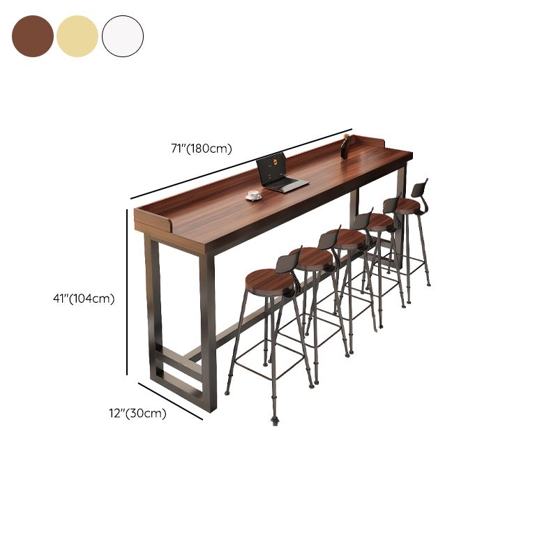 Simplistic Pub Table with Natural Wood Trestle Base in White/Auburn/Natural Finish, Rectangular with Foot Pedestal