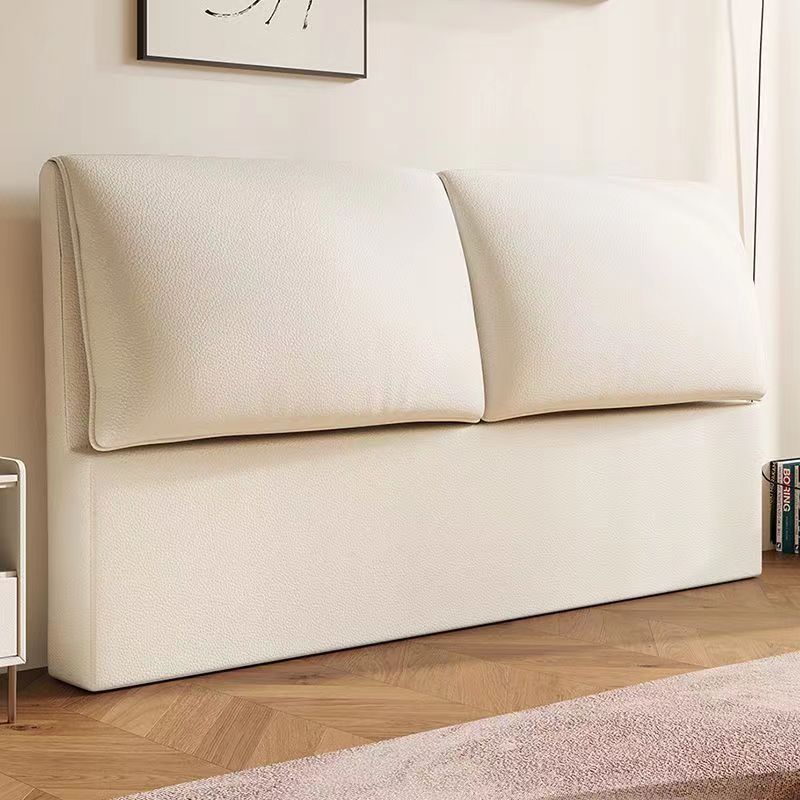 Trendy Panel Headboard in Natural Wood with No Distressing, Rectangle Shape for King/Queen/Full Bed, Cotton Upholstery, Standard Height