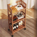 Tan Modern Tower Shelf with Compartment Drawers