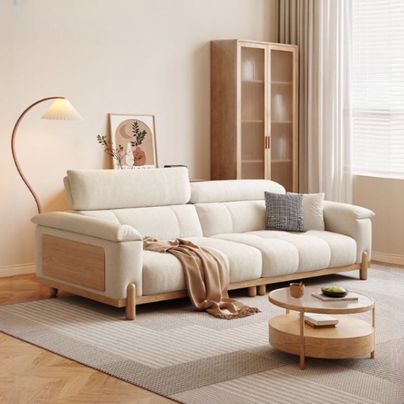 Contemporary Modern Solid Color Scratch-immune Standard Sofa/Single Sofa in Off-White for 2 People/Seats 1 with 2 Pillows/1 Pillow